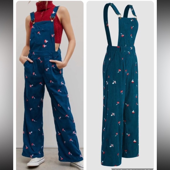 Cider Pants & Jumpsuits Nwt Cider Mushroom Print Corduroy Square